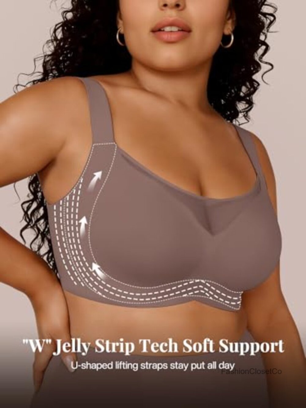 Wireless Push Up Bra, Seamless Mesh T-Shirt Bra, Full Coverage Everyday Bralette View 2
